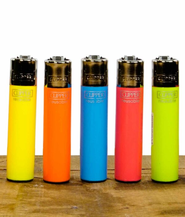 Clipper-Feuerzeug-Solid-Fluo-5-verschiedene-Farben-5er-Set